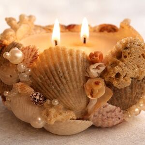 Seashell and Pearl Decorative Candle Holder